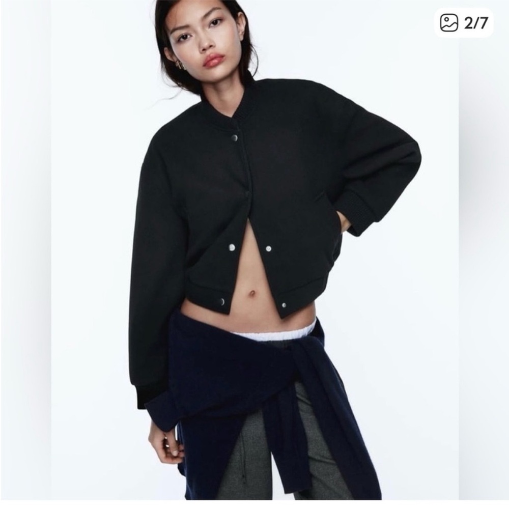 Black Bomber Jacket - Picture 2 of 3